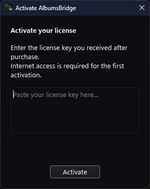 License Activation dialog